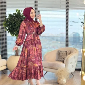 ROBE PREMIUM FLEURI AVEC CEINTURE