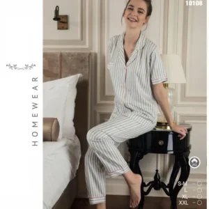 Ensemble Pyjama Satin de Coton demi-Manche
