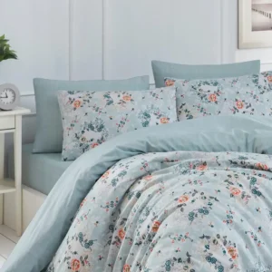 Parure de Lit Double Polycoton ECLAT   Housse - Drap - 4 Taies d'oreiller