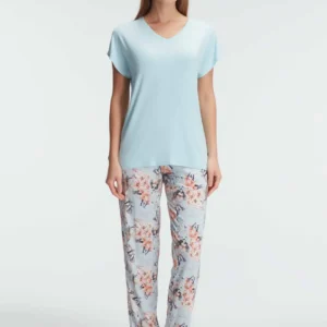 Ensemble pyjama, manche courte , col rond, avec Dentelle