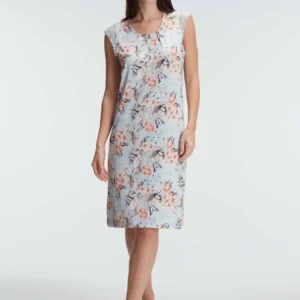Chemise de nuit à motifs floraux, sans manches