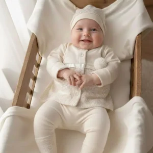 ENSEMBLE FLEURI 3 PIECES NAISSANCE-BAPTEME