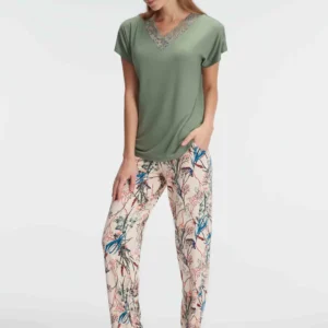 Ensemble pyjama, manche courte , col V, avec Dessins