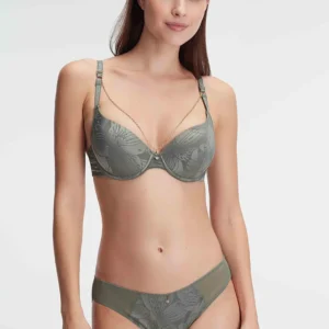 Soutien-gorge Rembourré avec Détails de Col et Imprimé Floral