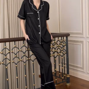 Ensemble Pyjama Satin de Coton demi-Manche